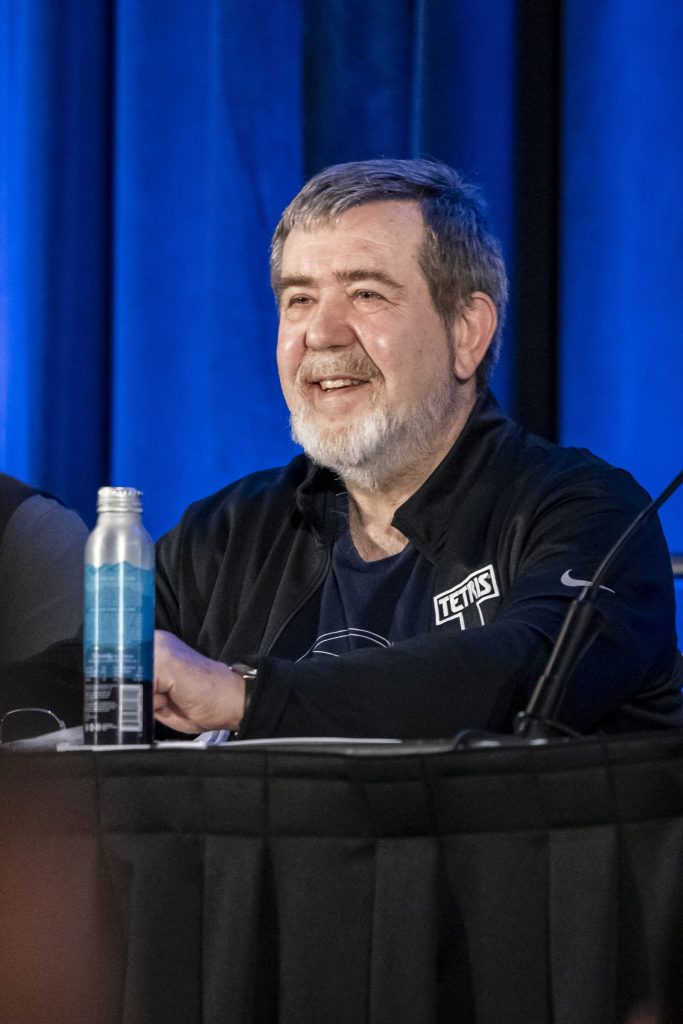 Alexey Pajitnov speaking at the Game Developers Conference in 2024