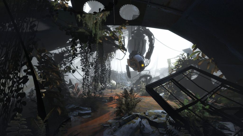 Portal 2 test chamber with portals and puzzle elements