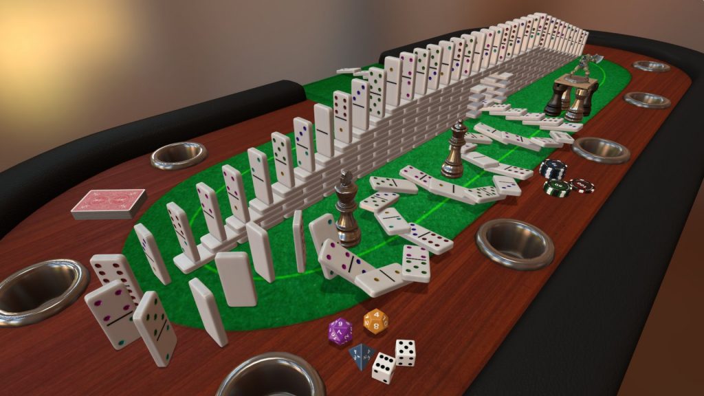 A board game set up on a virtual table in Tabletop Simulator