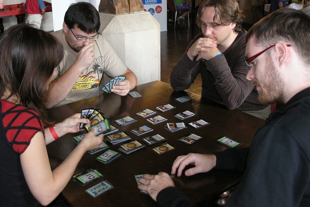 Dominion cards laid out on a table at the Hry a hlavolamy games festival in 2009